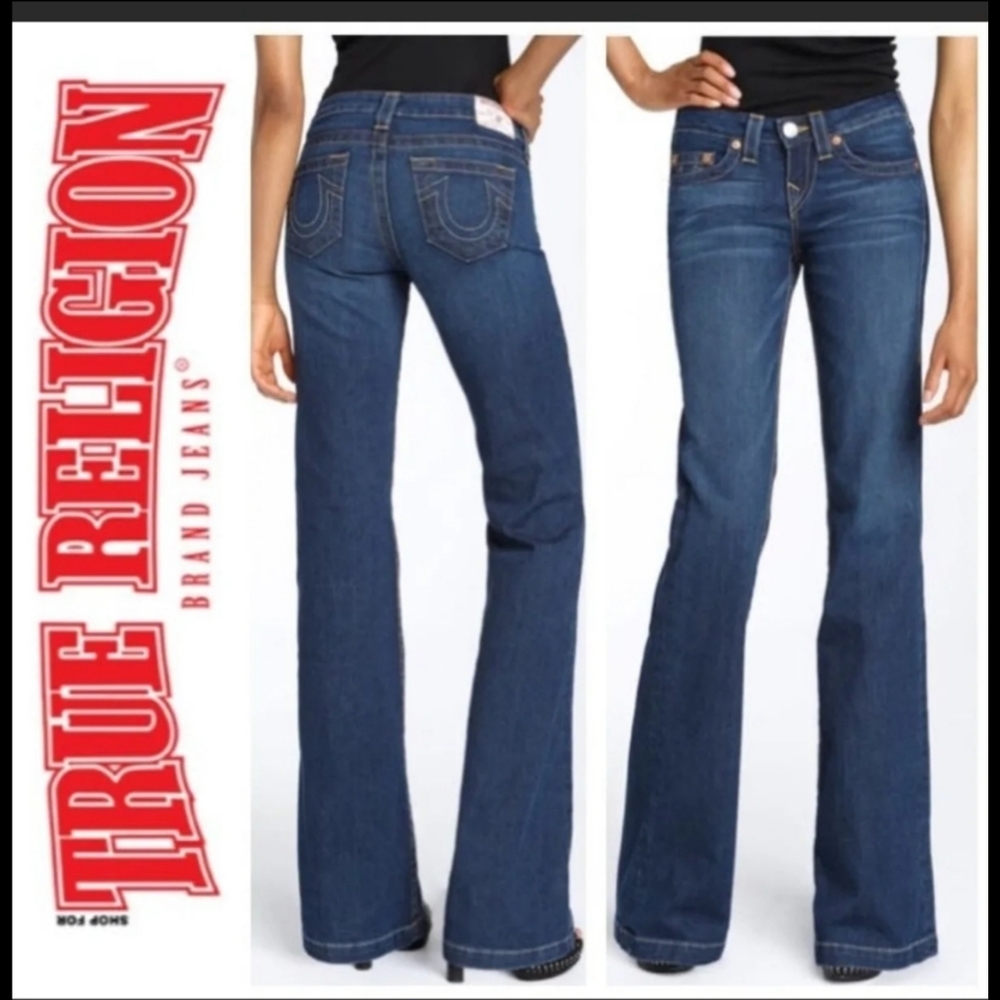 TRUE RELIGION CLAIRE WIDE LEG JEANS Raw Hem